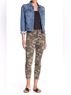 Kut from the Kloth Olive Camo High-Rise Ankle Skinny Pants